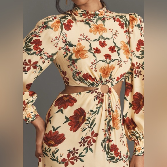 NWT FARM RIO X ANTHROPOLOGIE LONG-SLEEVE CUTOUT MAXI DRESS. Size XL - Picture 3 of 4